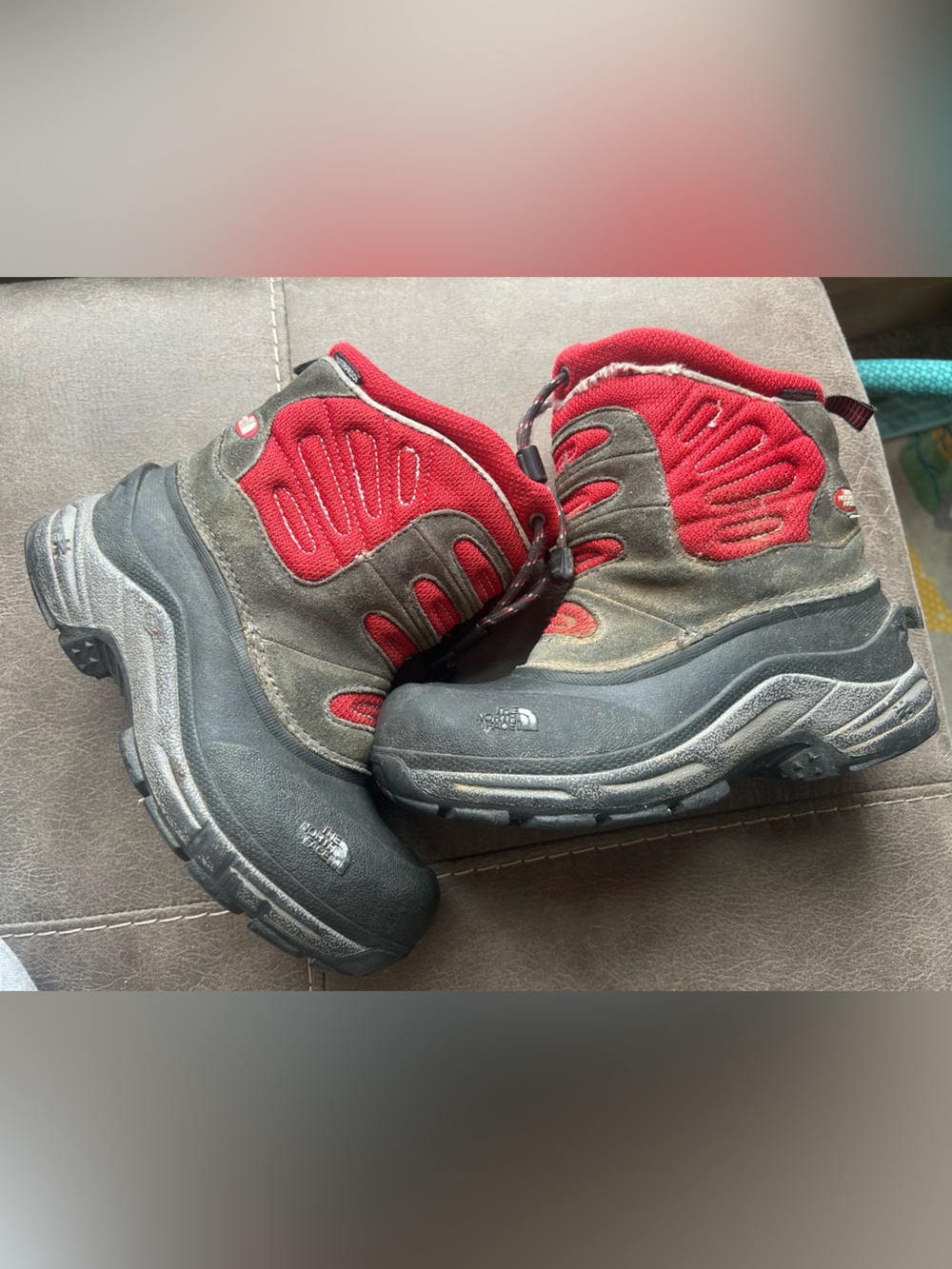 The North Face Kids Red and Gray Outdoor Boots